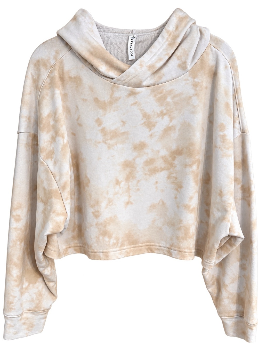 Fabletics Tie Dye Cropped Hoodie Beige Cream Oversized Pullover Size L